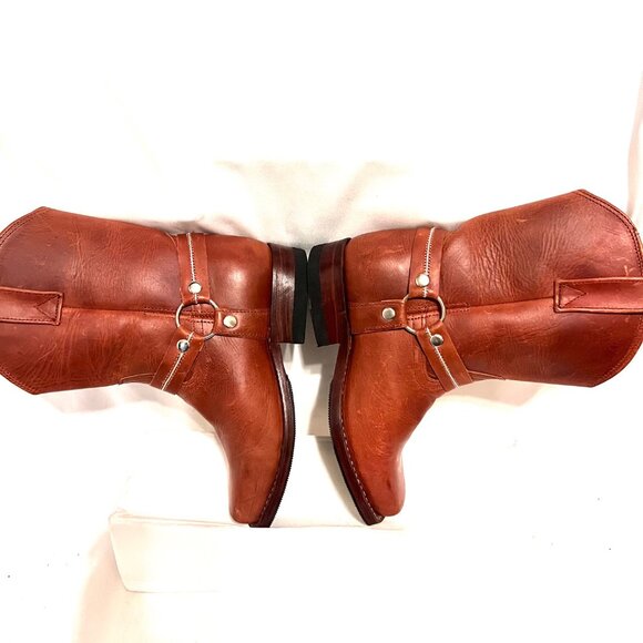 Cowboy Hand Tooled Leather Harness Brown Boots-European Sz. 30 (Us 12 1/2-13) - Picture 5 of 15